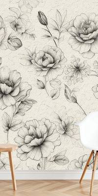 Black And White Floral Peel And Stick Wallpaper thumbnail