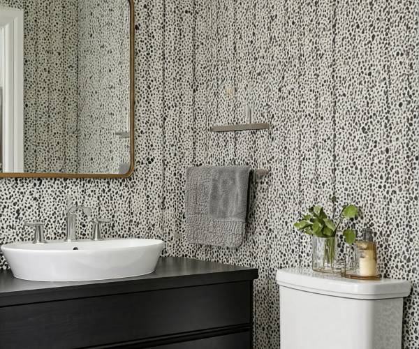 Black And White Bathroom Wallpaper