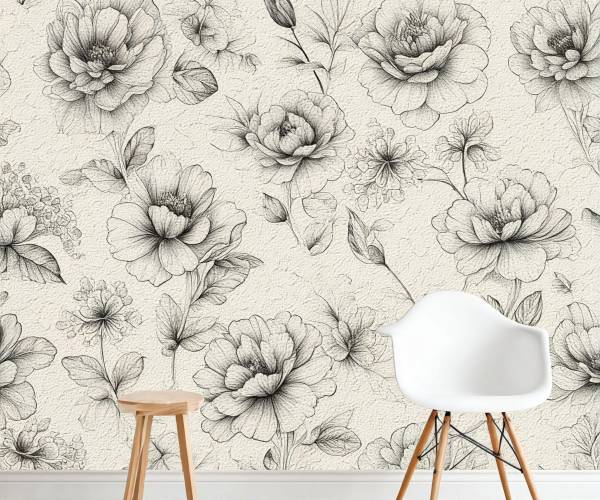 Black And White Floral Peel And Stick Wallpaper