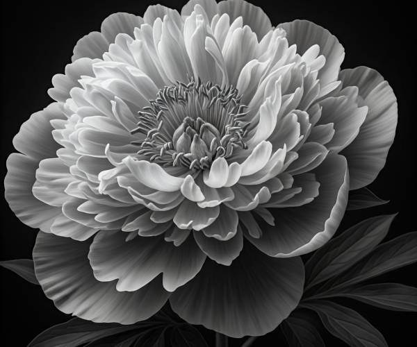 Black And White Peony Wallpaper