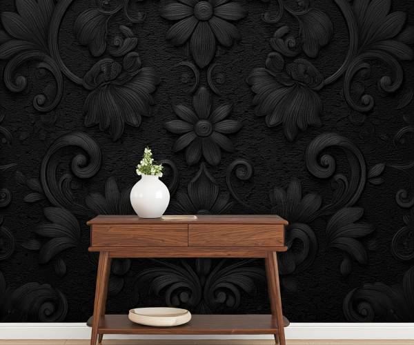 Black Floral Wallpaper Peel And Stick