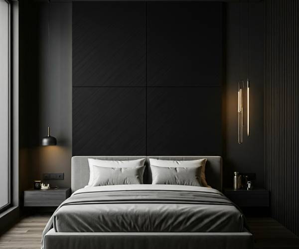 Black Wallpaper Bedroom