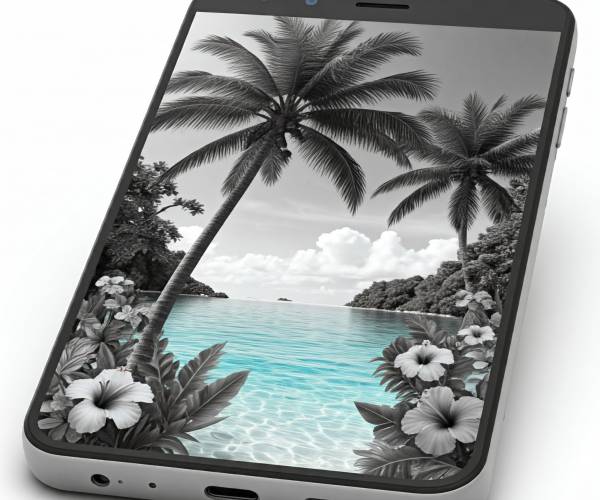 Black White Tropical Wallpaper