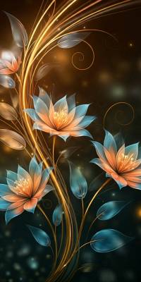 Blue Gold Flower Wallpaper thumbnail