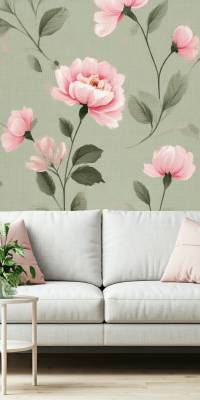 Pink And Green Floral Wallpaper thumbnail