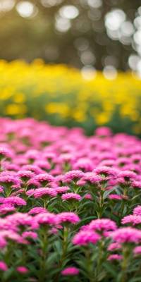 Pink Flowers Garden Wallpaper thumbnail