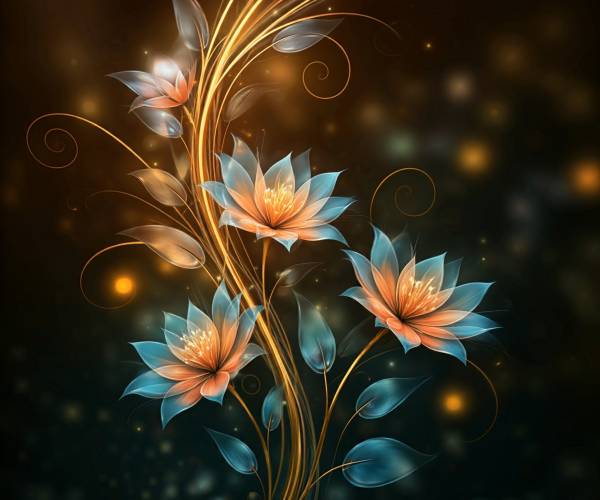 Blue Gold Flower Wallpaper